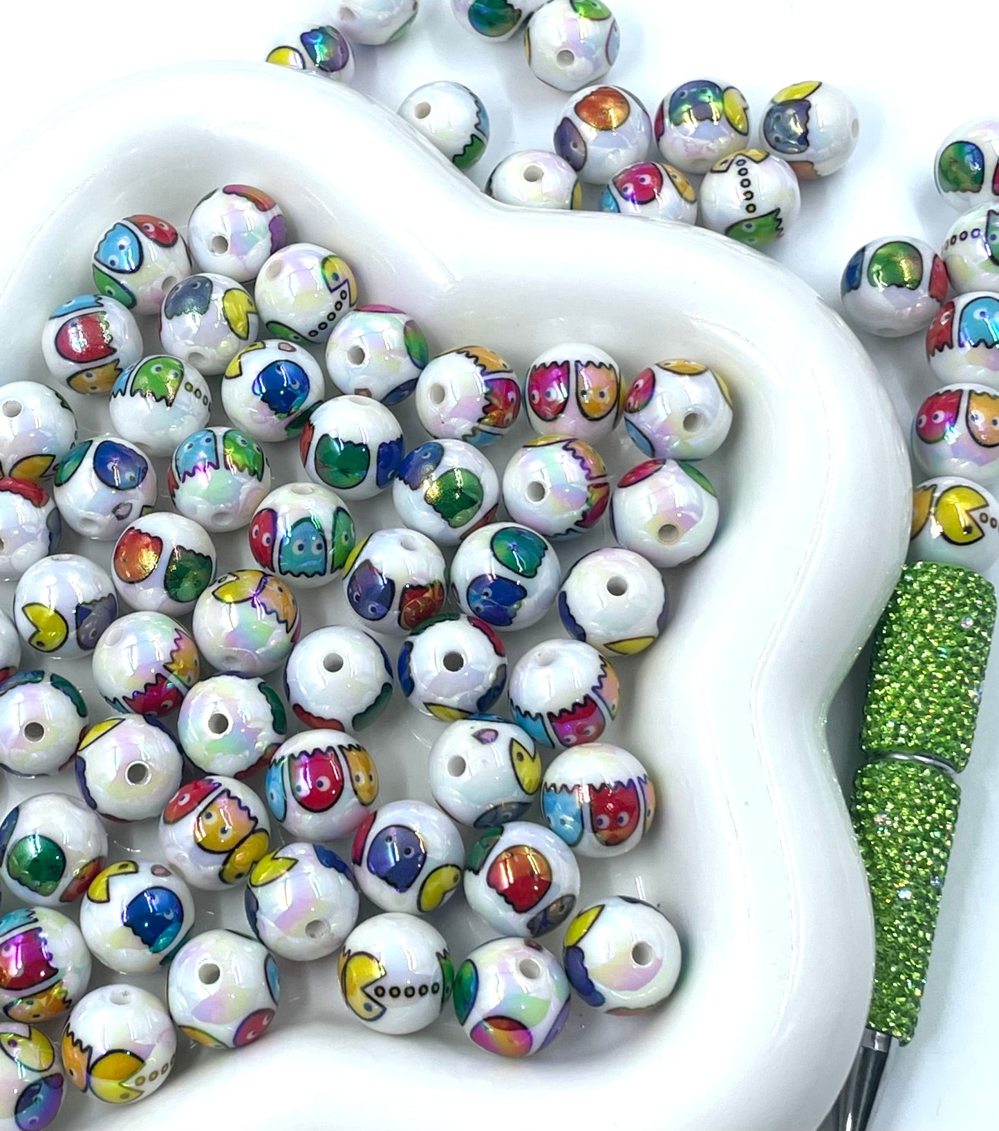 Acrylic beads Printed beads Multi-pattern Flowers, cartoons, fruits, spots acrylic beads 16mm