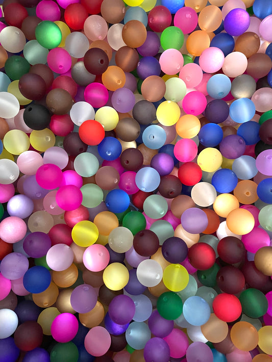 diy beaded beadable acrylic bead matte cat eye colorful beads ,random mix ,16mm