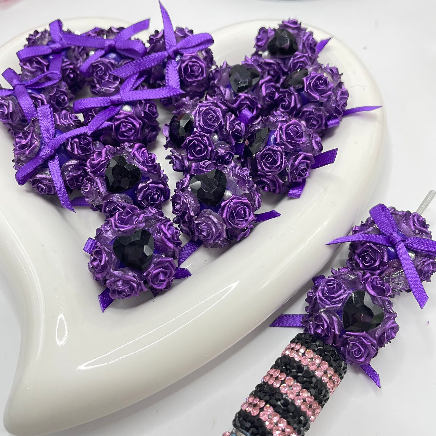 Soft flower beads bow flower bead bow heart flower beads 21mm