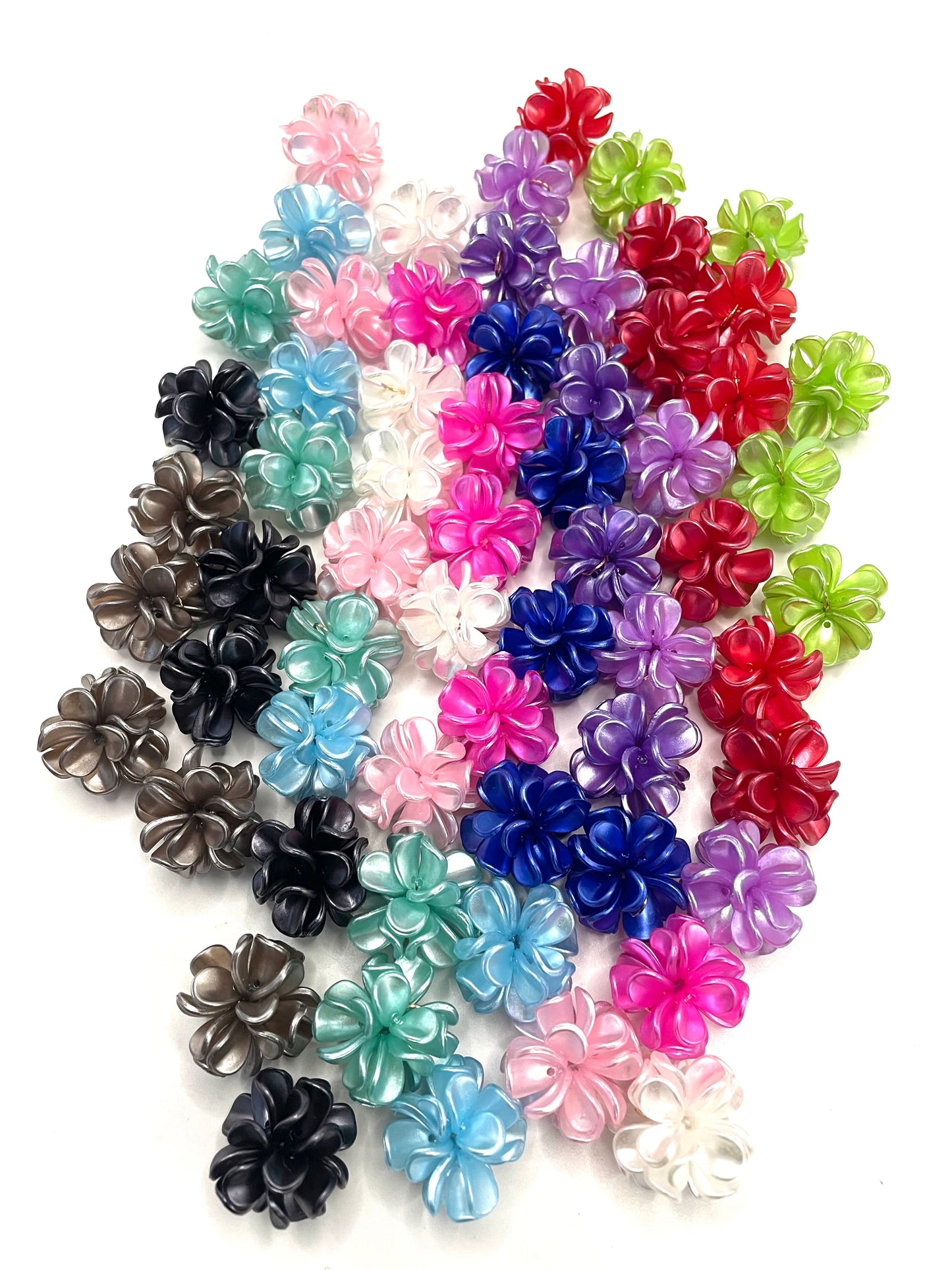 More colors Three-dimensional flower UV Resin bead with hook loop attach to charm ,Random Mix 25mm