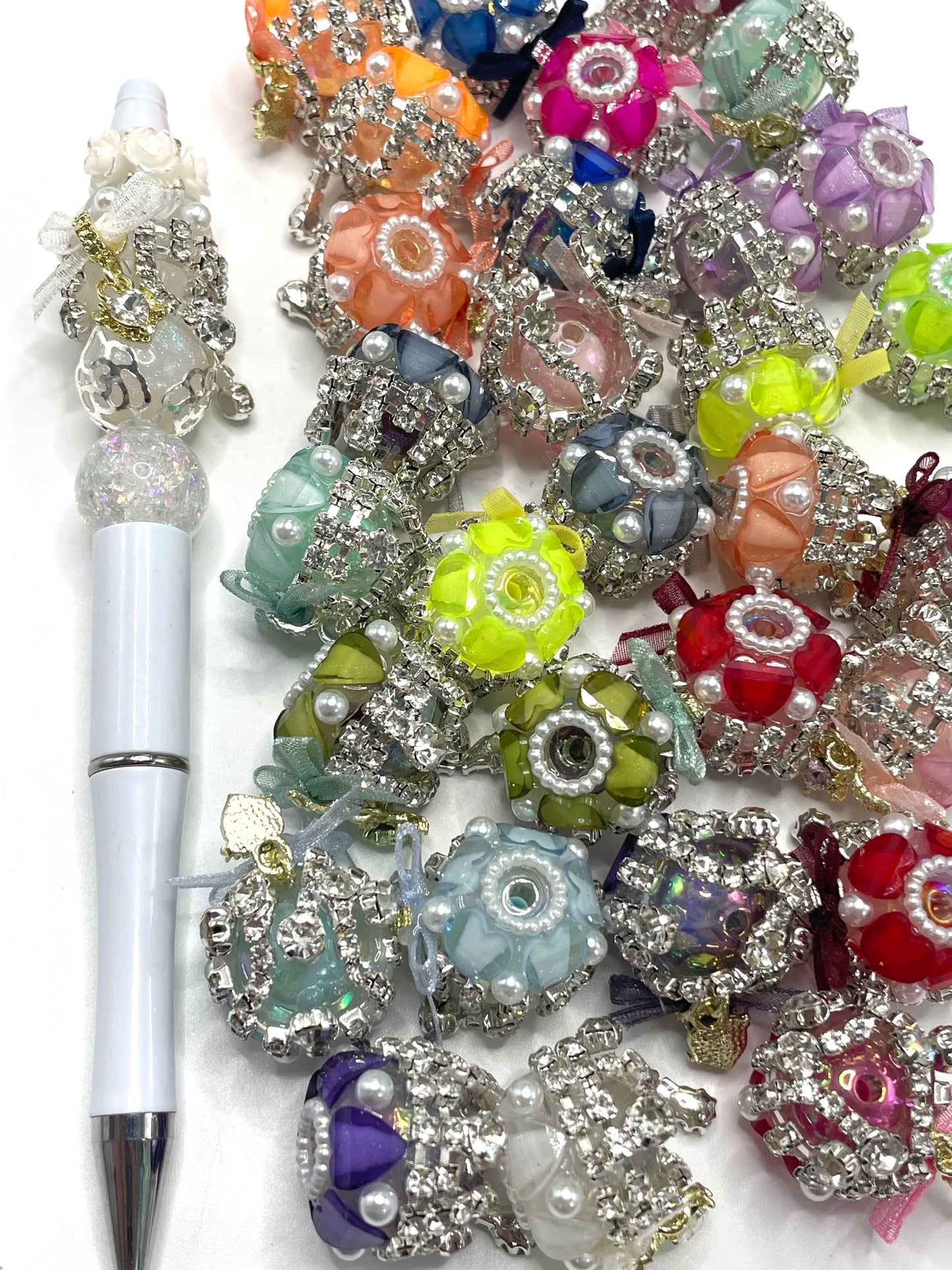 Pendant Style Heart piece Bubble Rhinestone Pendant Bubble Pearl gasket Fancy Beads  Random Mix 20mm