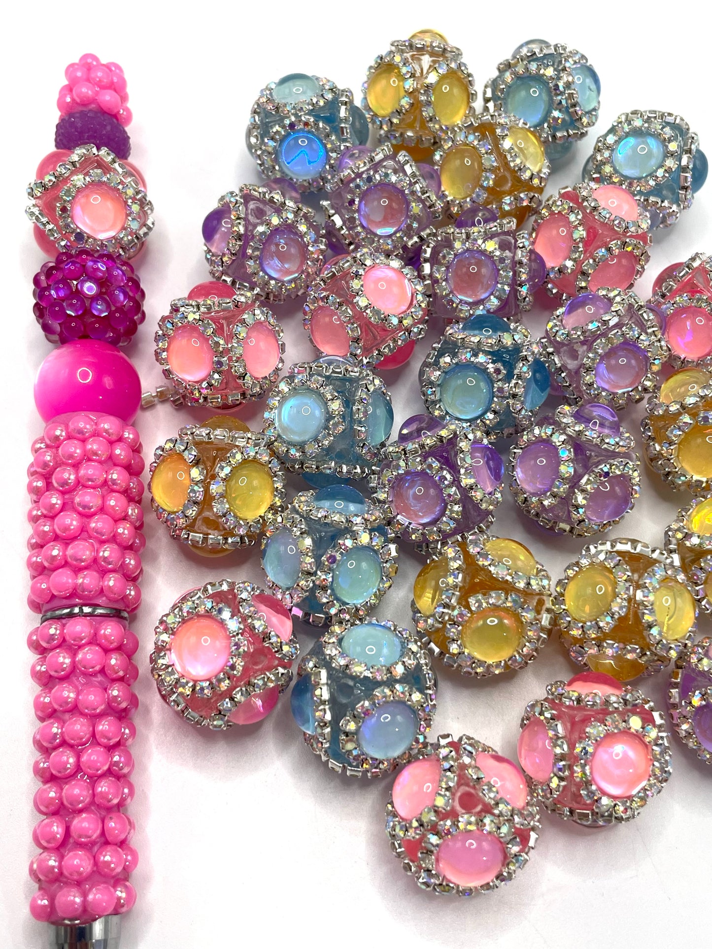 Cat's eye Bubble Acrylic chain beads Translucent acrylic cat eye beads 18mm Random Mix