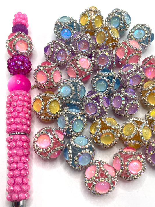 Cat's eye Bubble Acrylic chain beads Translucent acrylic cat eye beads 18mm Random Mix