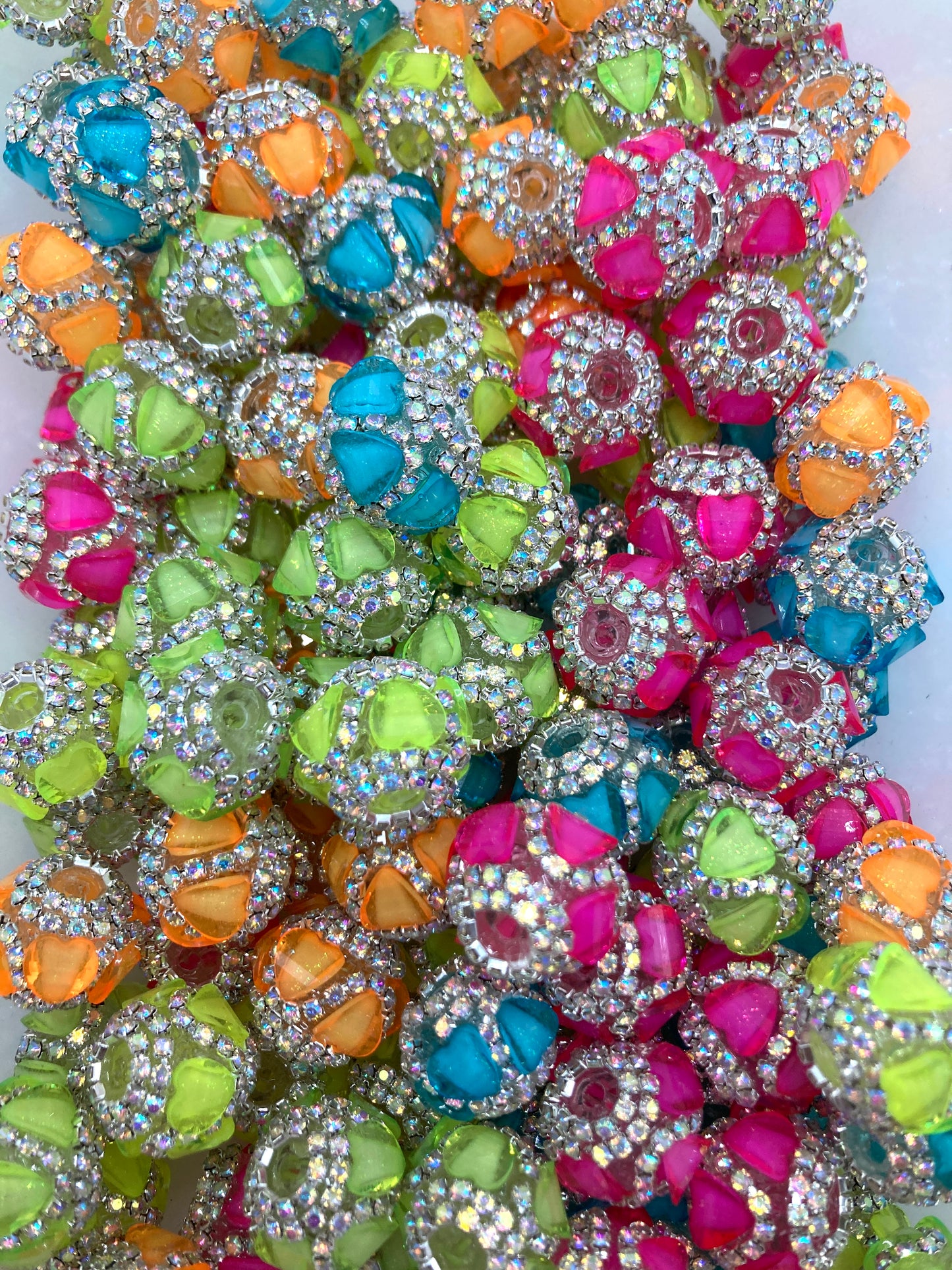 Fancy Beads Acrylic Heart Chain beads Dopamine coloration Neon color 18mm Lantern beads Random Mix