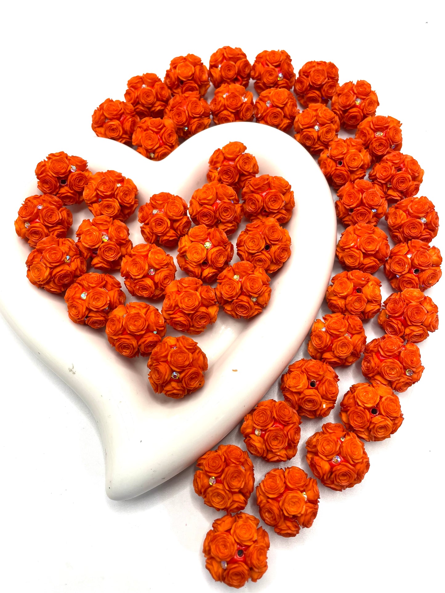 DIY soft rose flower beads ornament with rhinestone beaded beadable flower colored