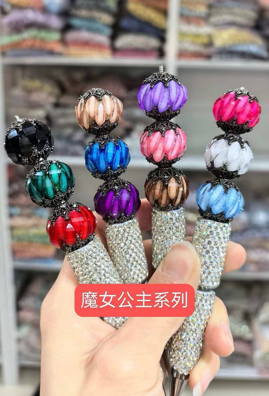 DIY beaded beadable fancy beads ornament with horse eye stone and gun black metal bead cap ,random mix