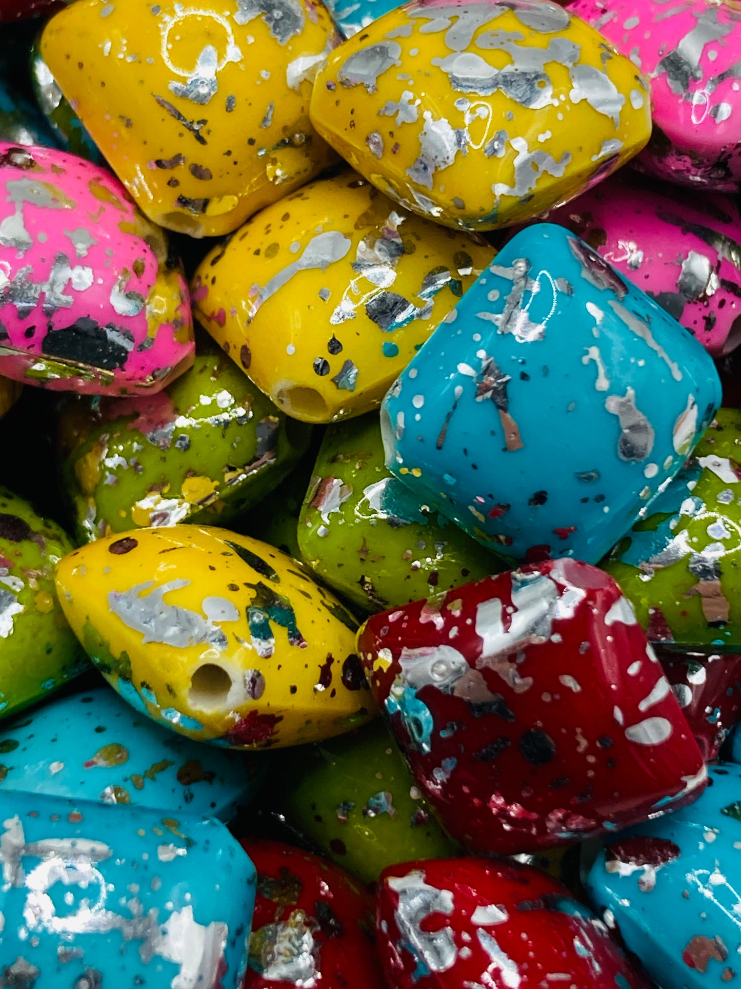 Acrylic beads Gold points and silver points Painted beads Colored gold and silver spotted beads 16mm—18mm Random Mix