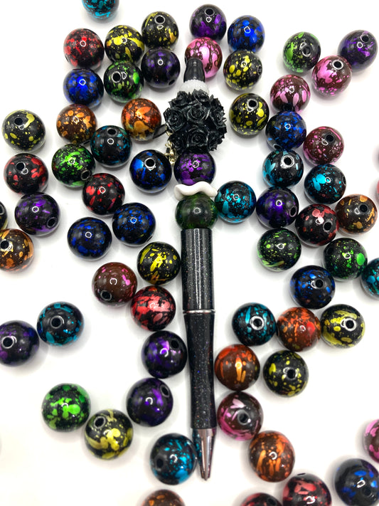 Acrylic beads Painted beads Paint beads Color ink painting Lively beads 16mm Random Mix