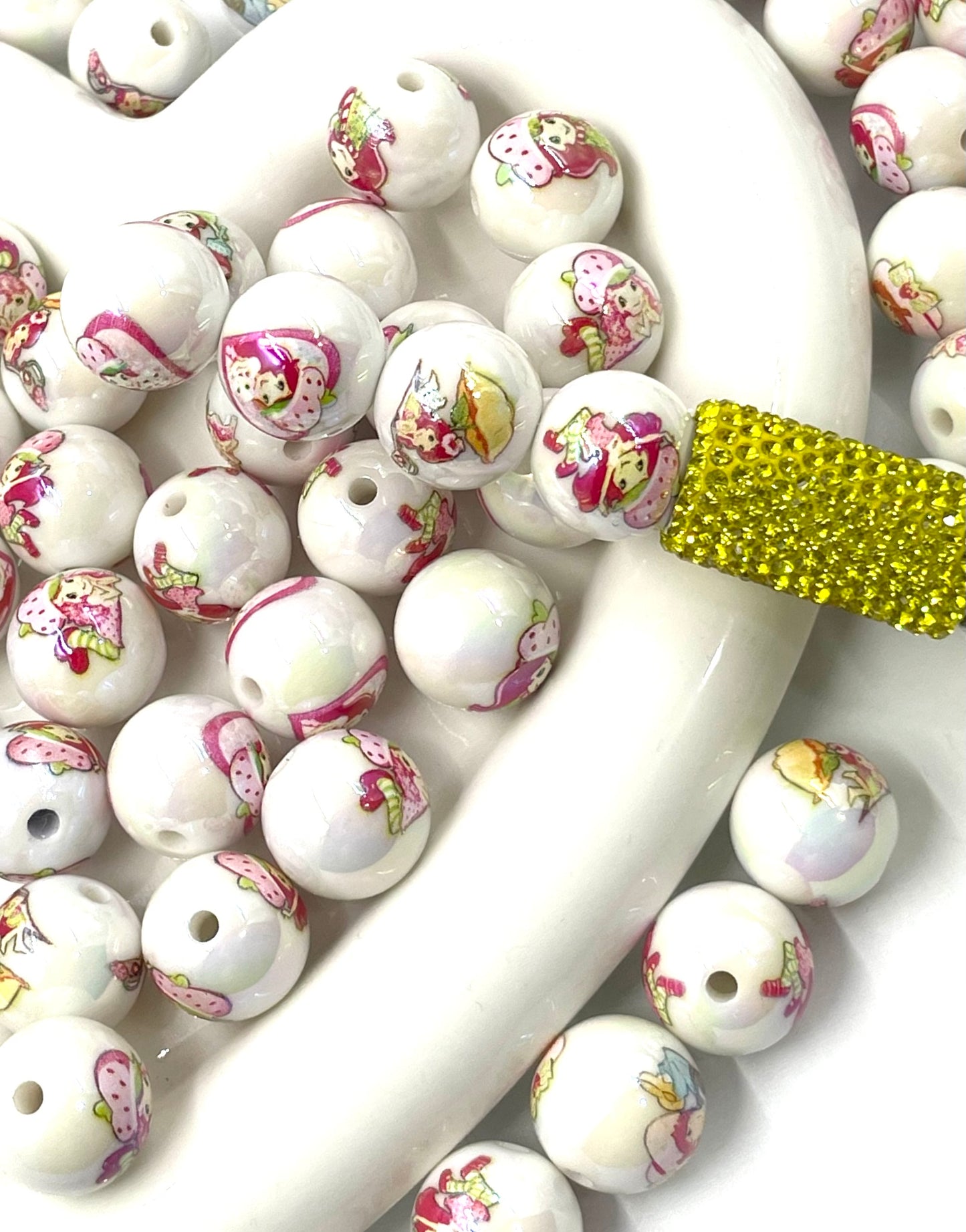 Acrylic beads Printed beads Multi-pattern Flowers, cartoons, fruits, spots acrylic beads 16mm