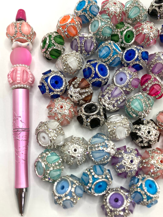 Fancy Beads lantern heart Acrylic petals Pearl gasket Chain Metal bead cap cover the up and down ,22mm
