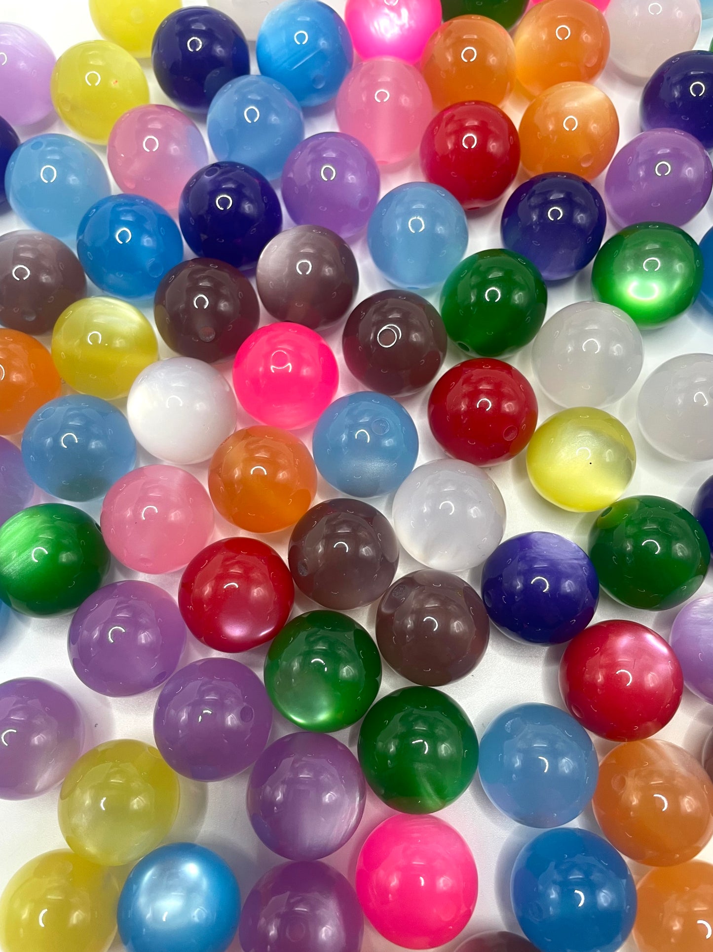 20mm shiny glossy galaxy cat eye acrylic beads ,colored,random mix
