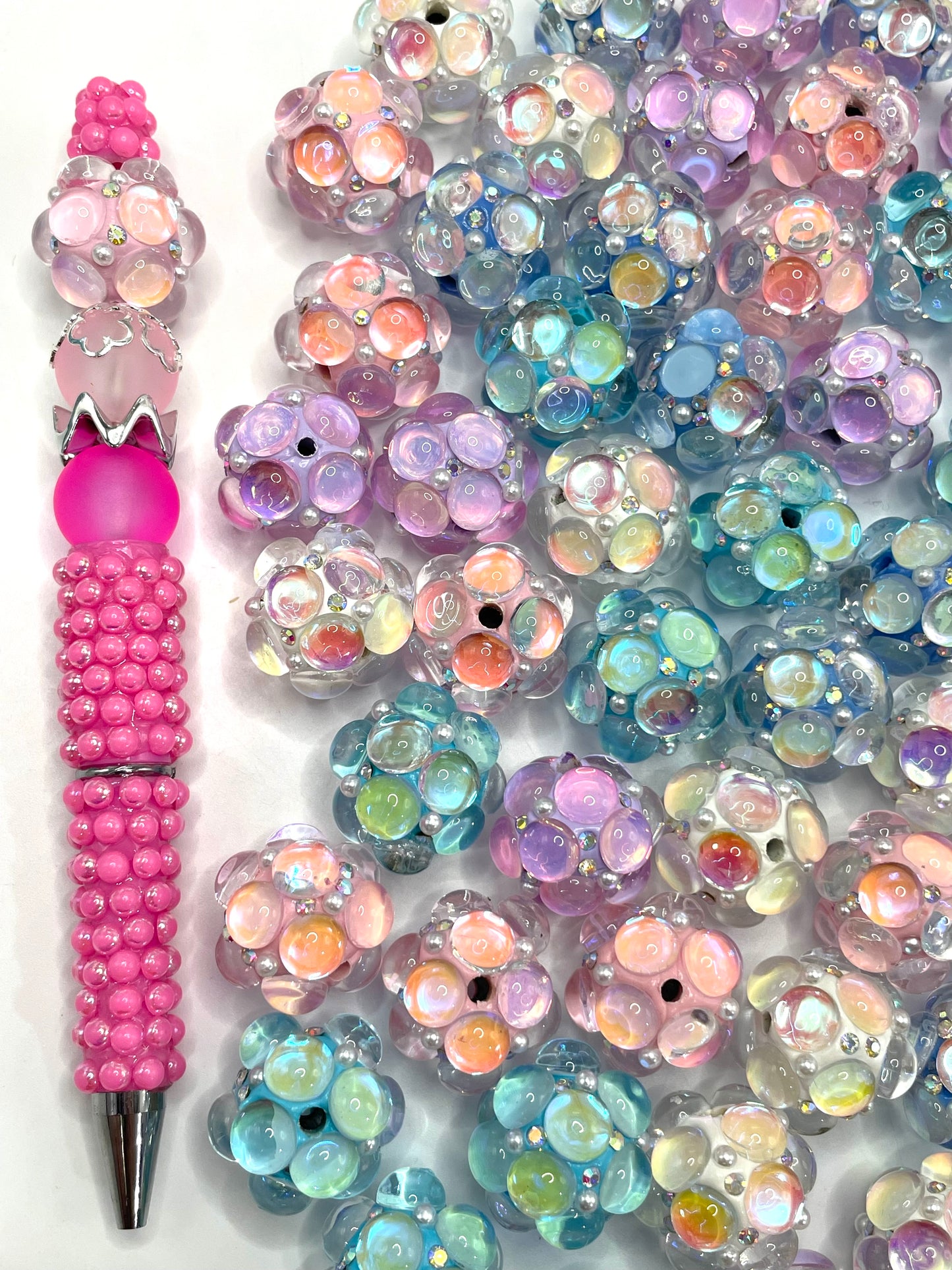 Bubble beads Bubbles of clay beads with rhinestones Fancy 22mm