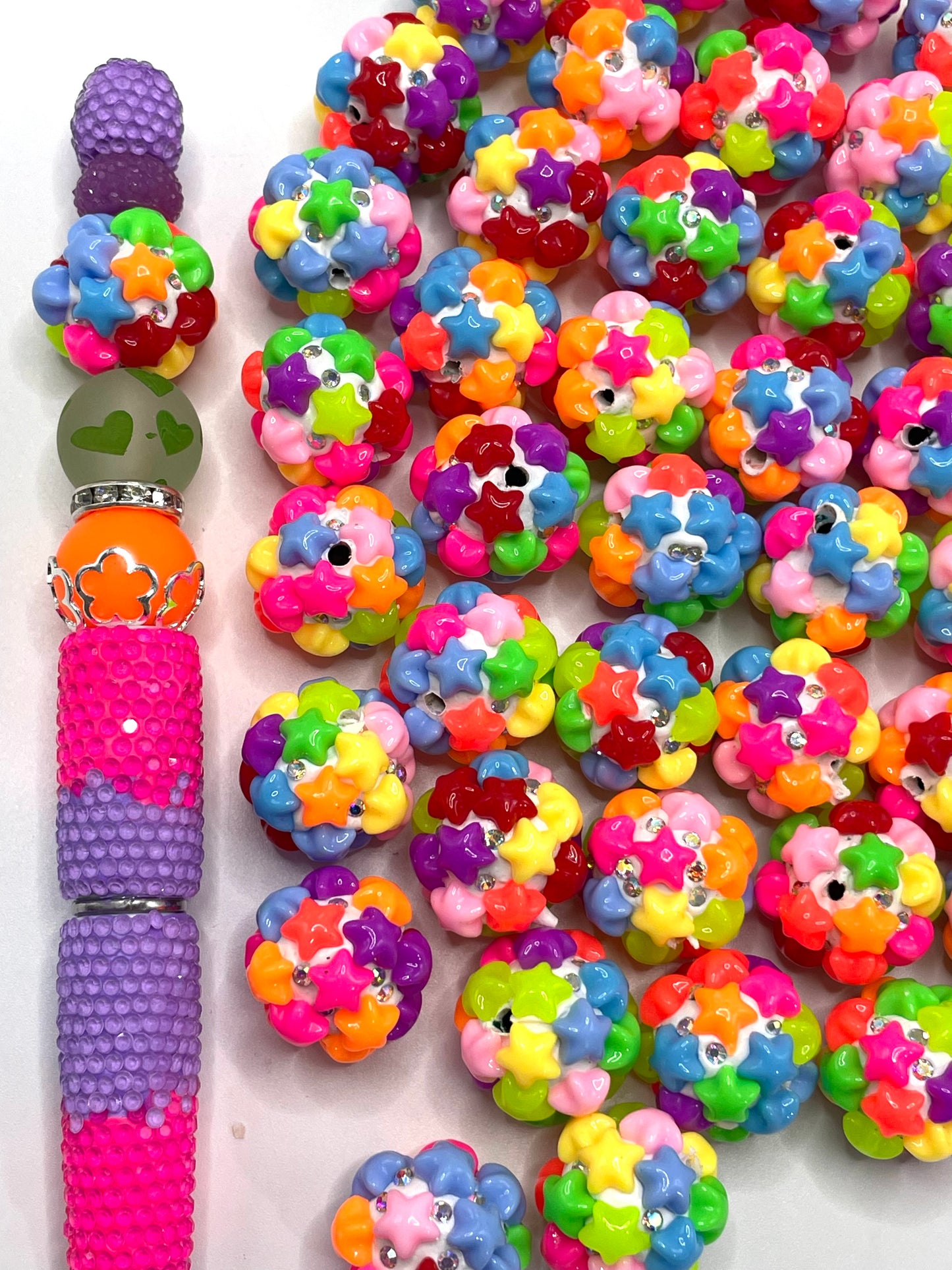 Clay Star Beads Neon star beads Clay star beads 19mm