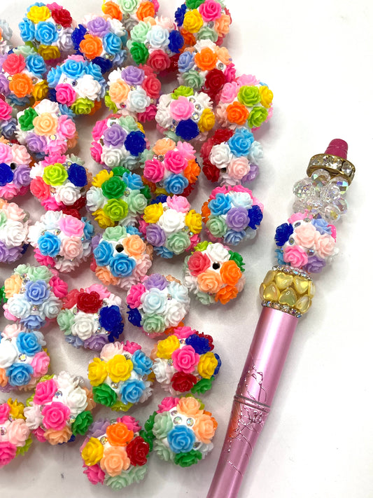 Flower beads Colored rose flowers Clay Beads