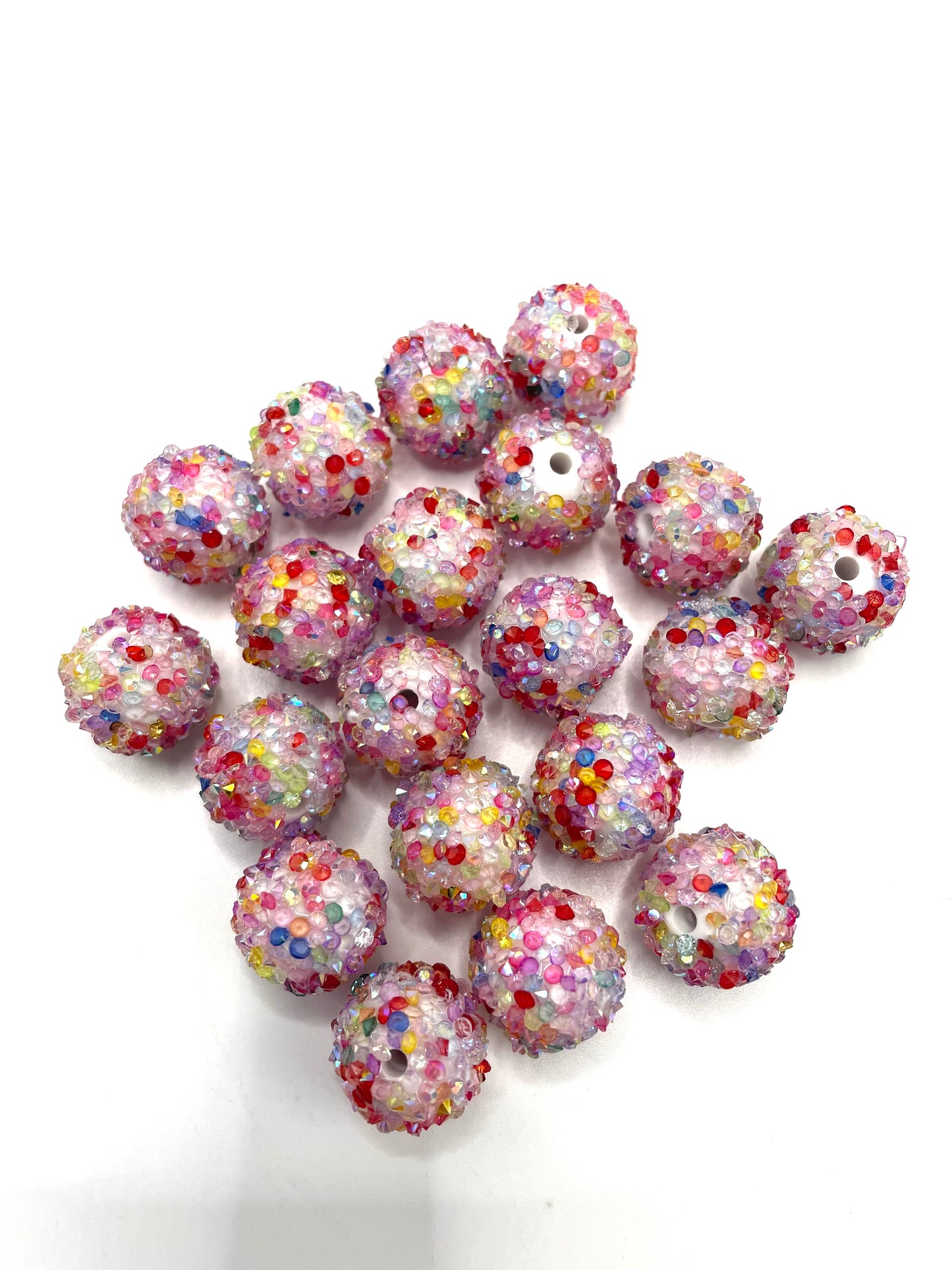 Beaded beadable acrylic 16mm sugar bead transparent and solid color bead with sugar,random mix