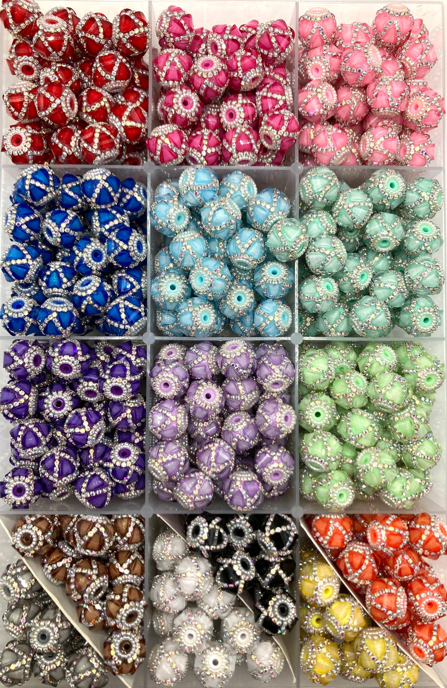 fancy bead heart-shaped Clear Multicolor Crystal with Double Layer Rhinestones Chain Acrylic Beads fancy lantern heart bead Random Mix18mm colored  Golden chain and silver chain