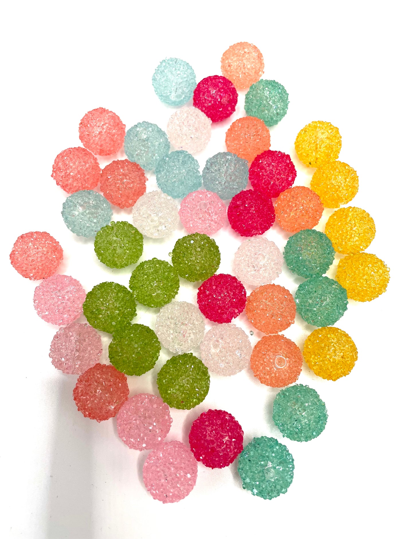 Beaded beadable acrylic 16mm sugar bead transparent and solid color bead with sugar,random mix