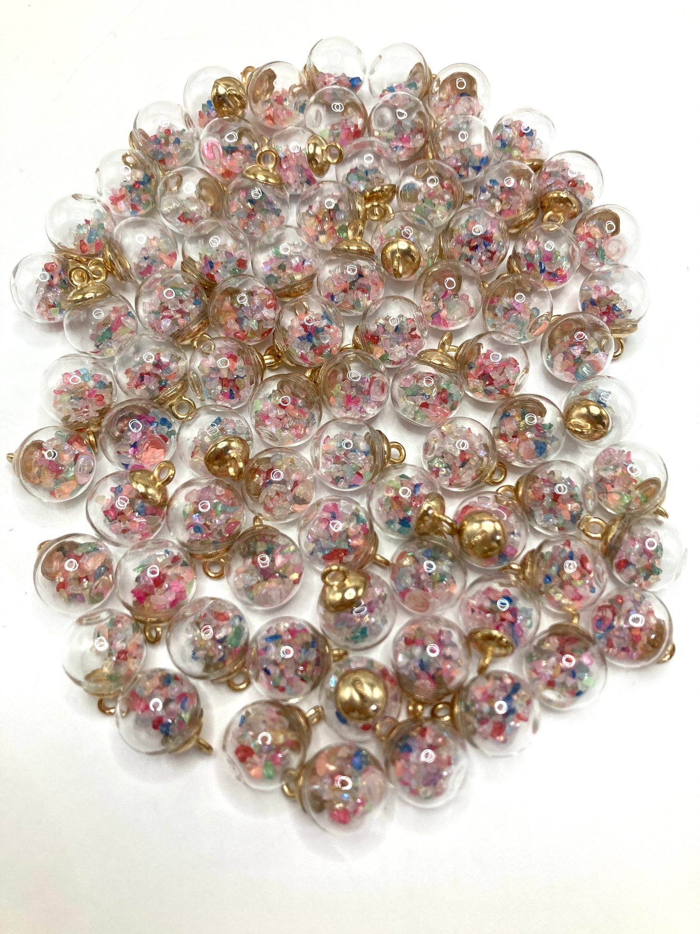 Glass ball pendant Fruit slices Stars Foam ball Colored stones Sphere-shaped pendant Random Mix 16mm
