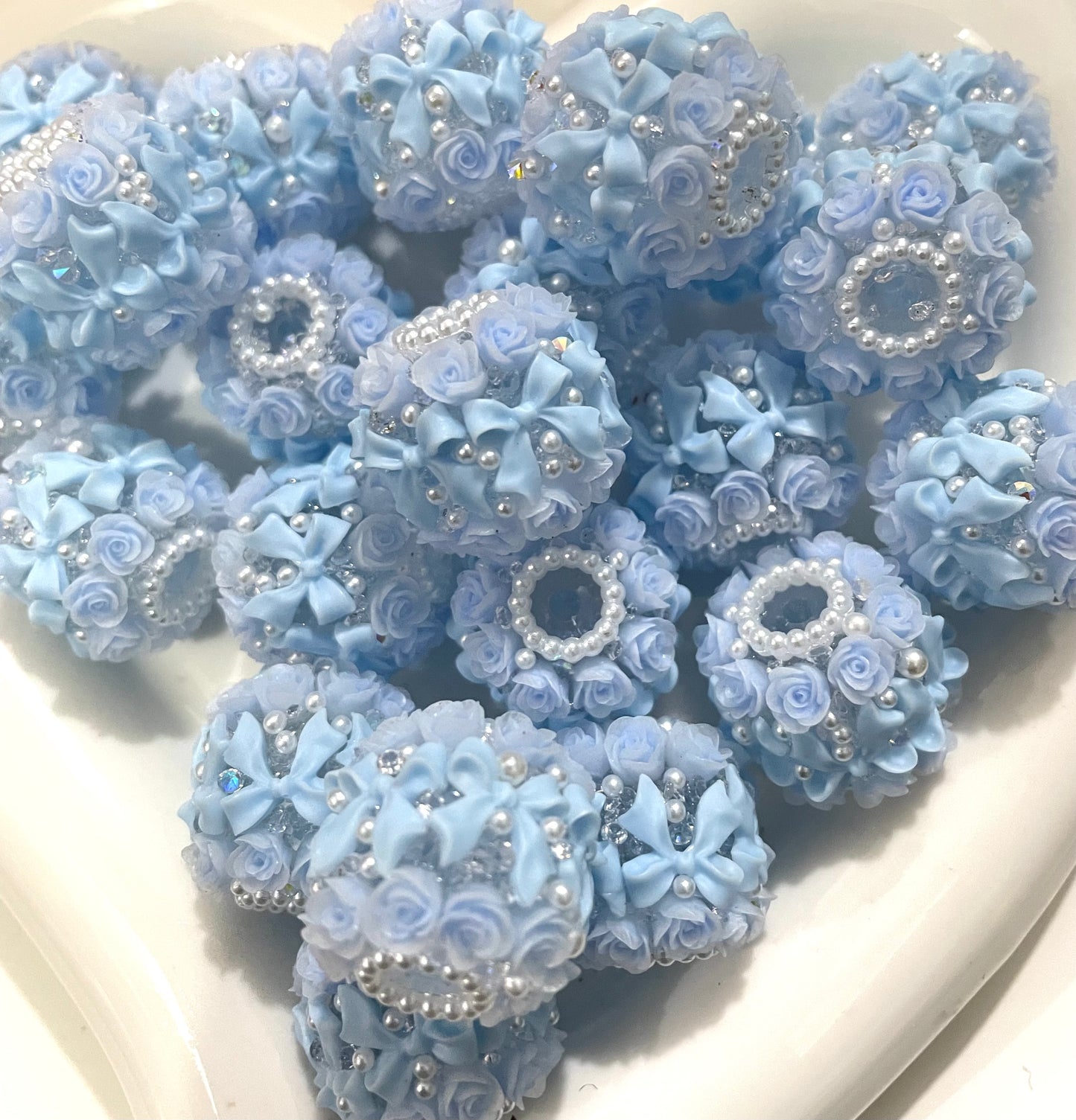 rose flower bead bow pearl bead acrylic bead with bow flower random mix color