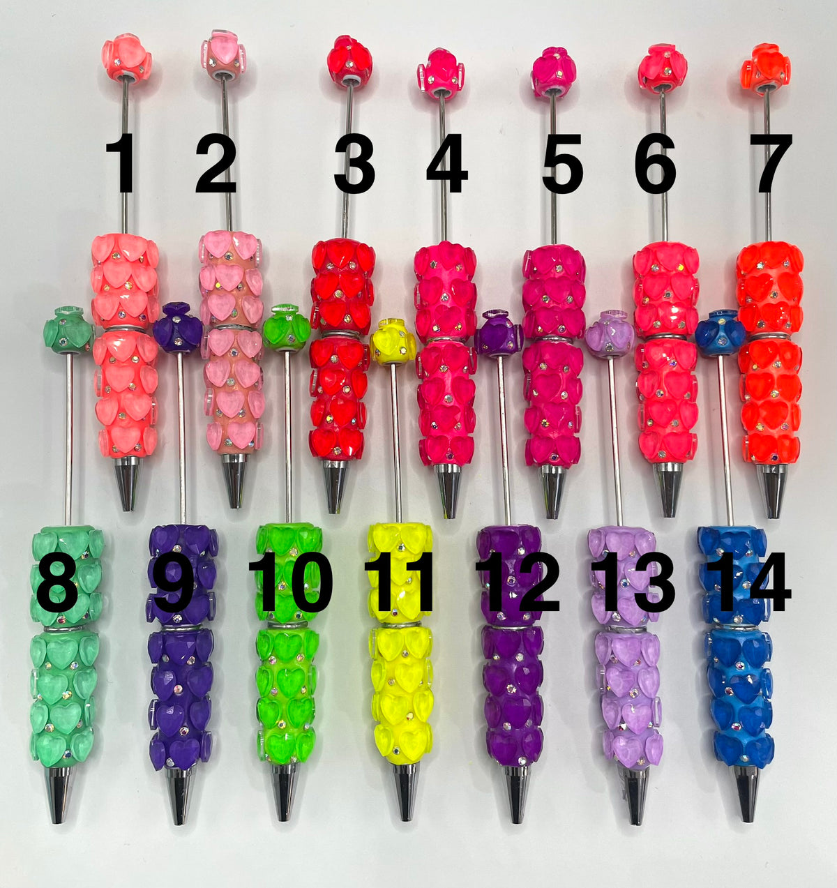 DIY BEADED BEADABLE CRYSTAL HEART NEON PEN ORNMANETS WITH RHINESTONE