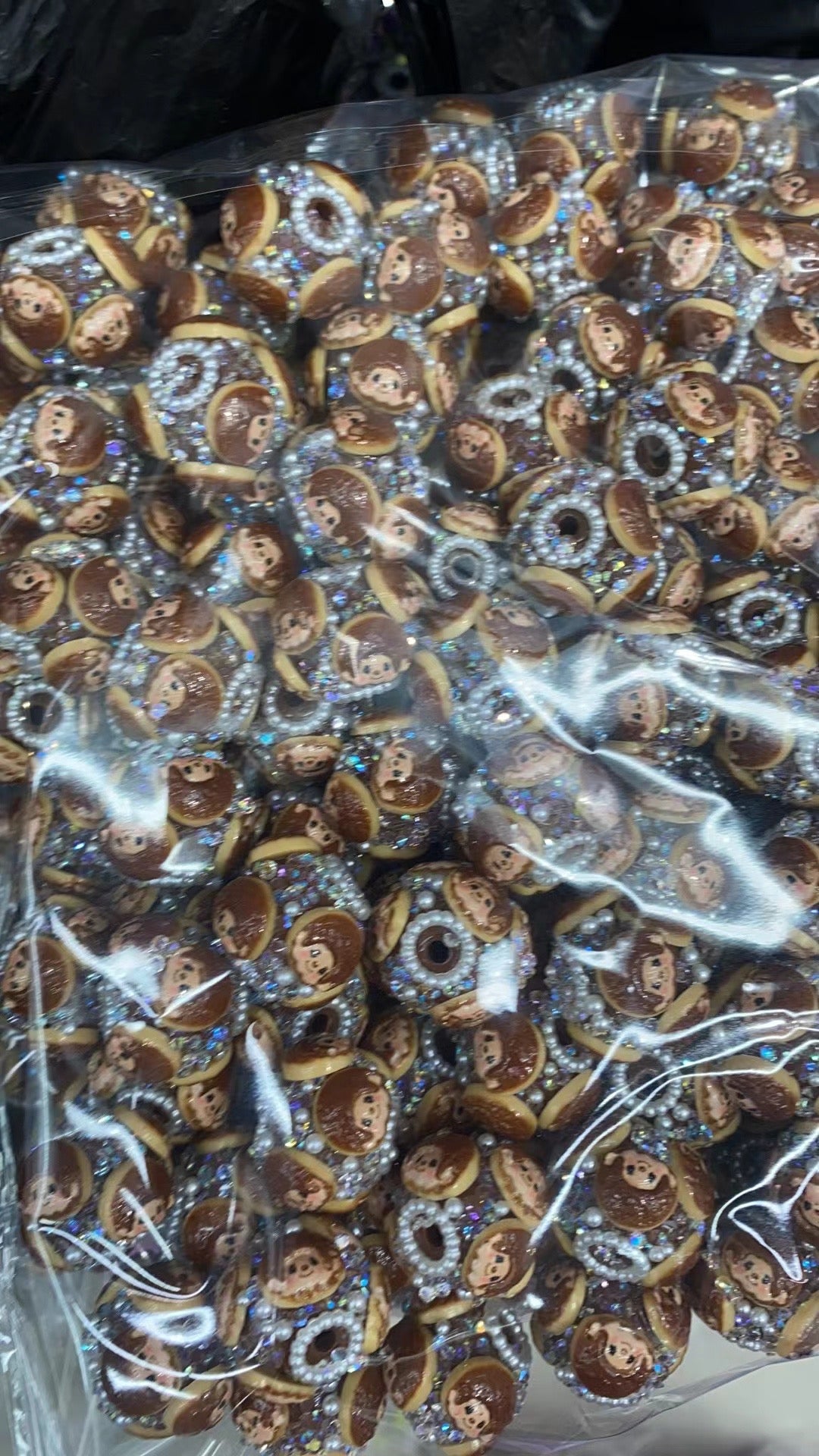 Beaded beadable monchichi figure character sugar pearl beads