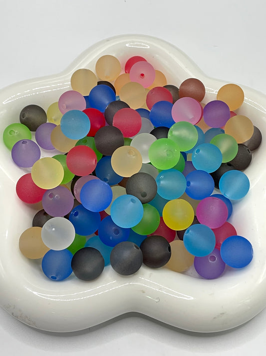 Acrylic beads Sandblasted beads Matte Dark color scheme 16mm Random Mix