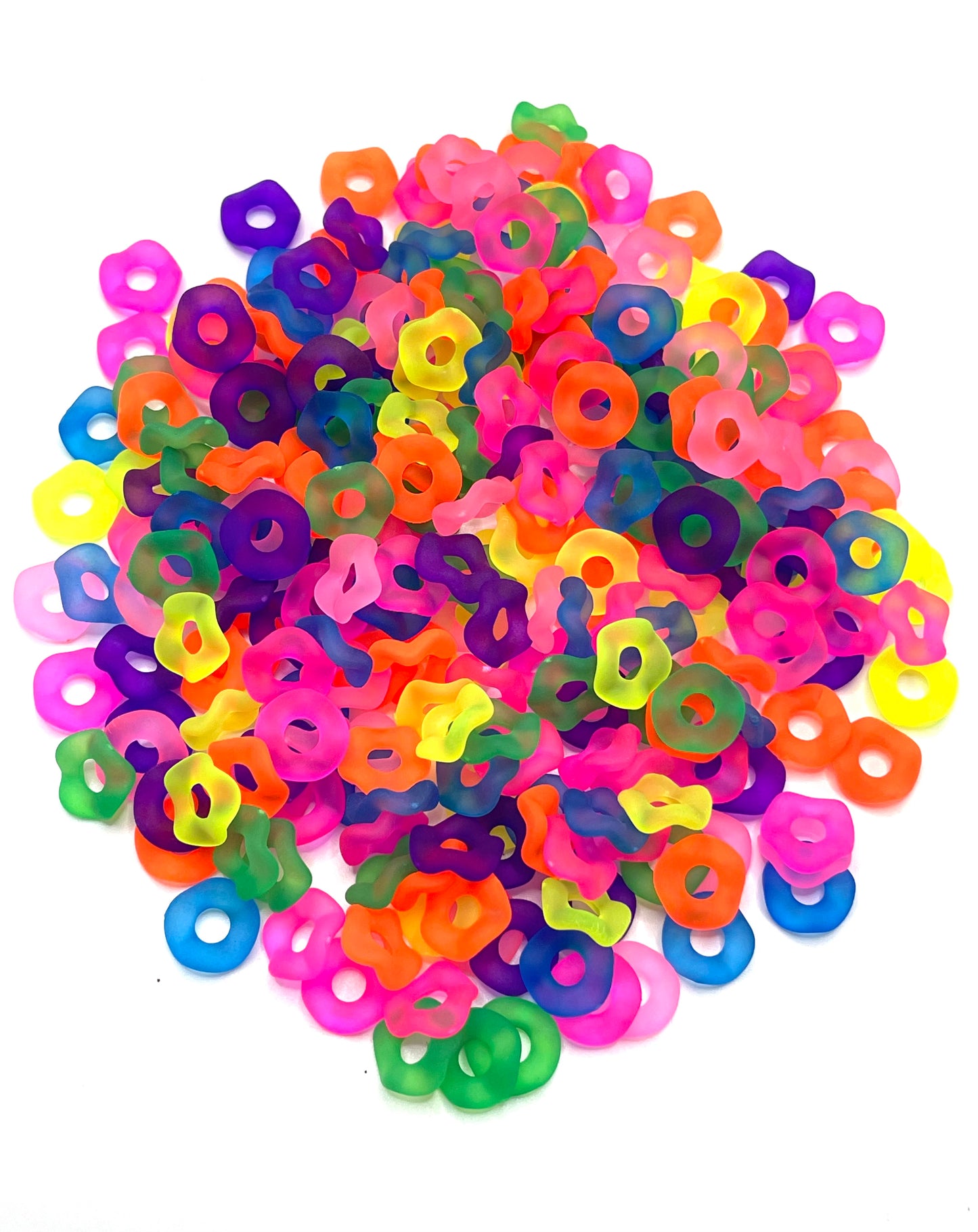 Matt Frosted Wave Shape Acrylic Spacer Beads And Solid Color Neon,Random Mix,12mm