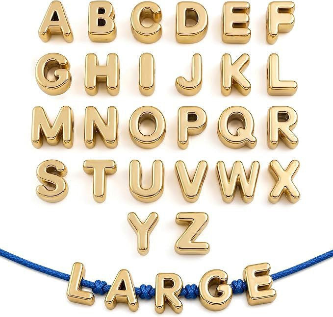 beaed beadable acrylic letter diameter :6mm (approimately H: 20mm  W:16mm T:13mm)