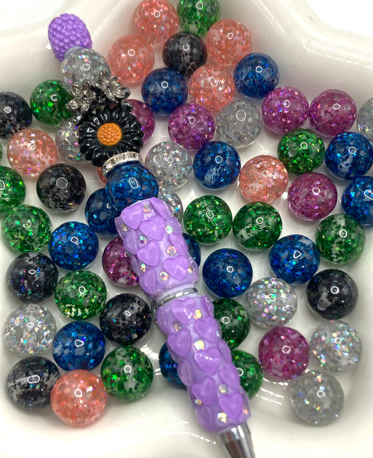 Acrylic glitter Stars Beads Starry Sky Beads 16mm