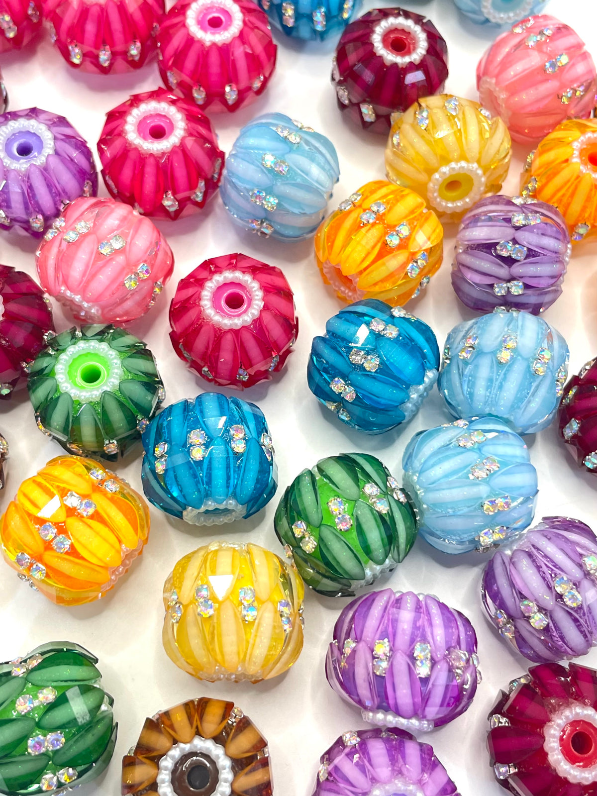 DIY beaded beadable fancy bead lantern bead ornaments with rhinestone and pearl