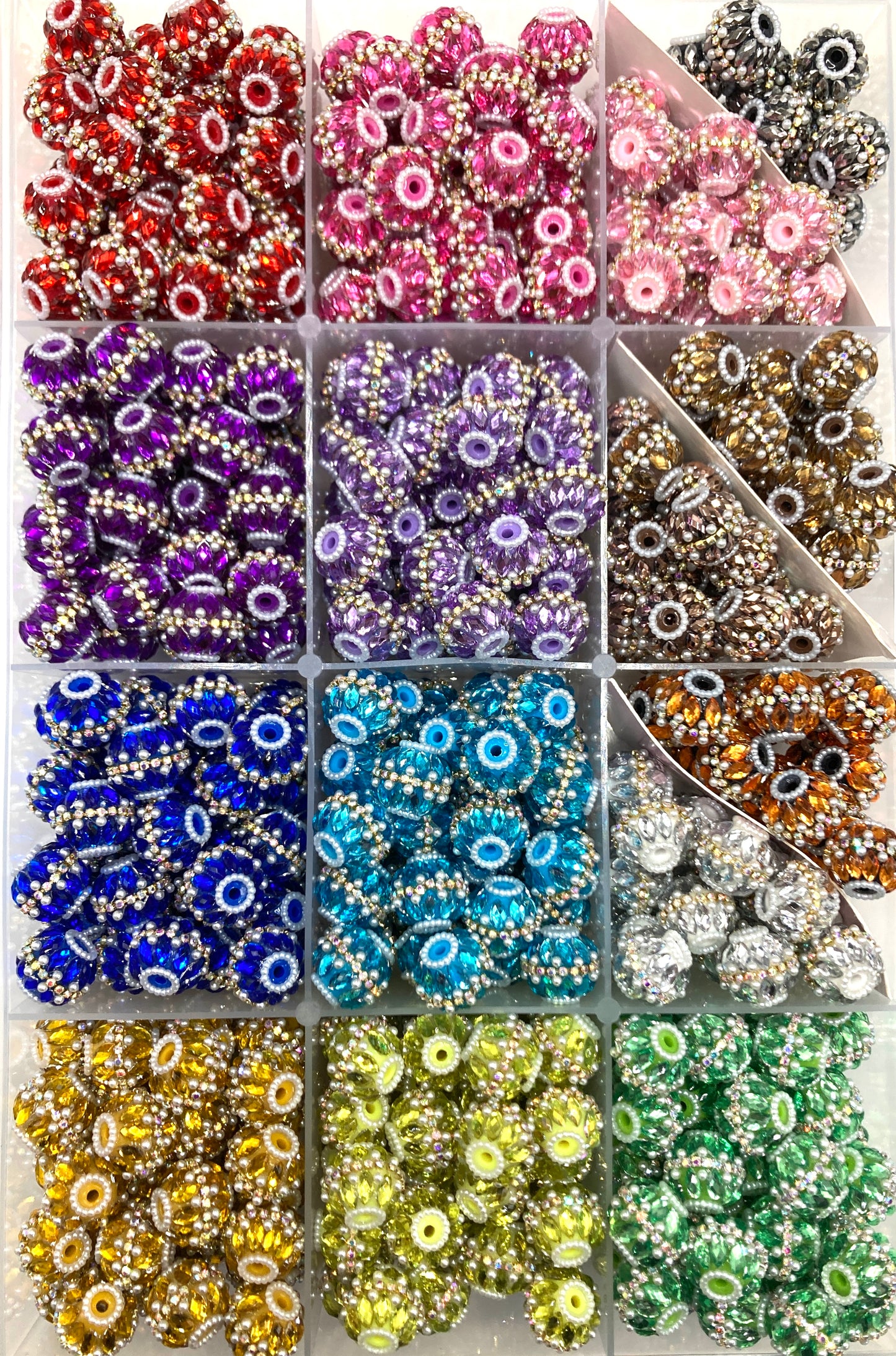 Fancy Beads Upright and inverted rhombic crystals Golden Chain mirror uv Bubble Beautiful beads 20mm Random Mix
