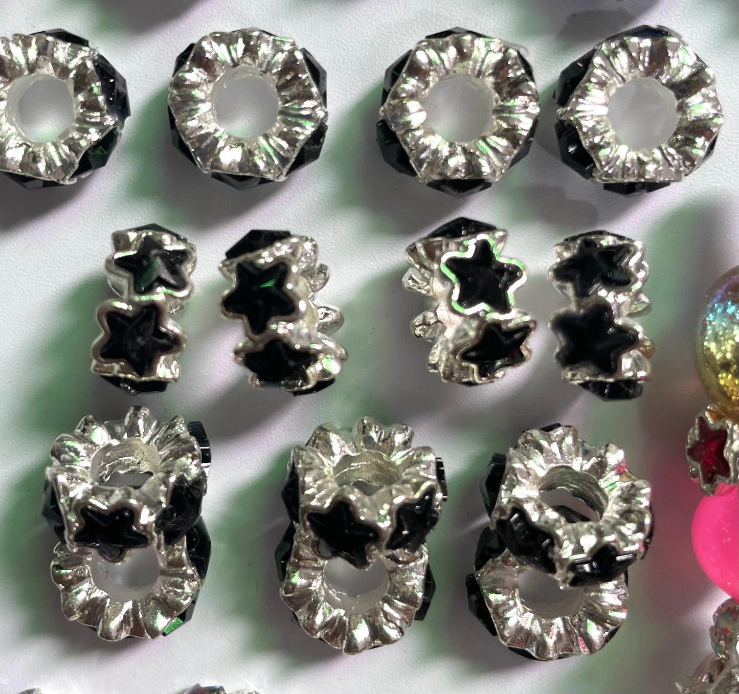 Alloy Metal Spacers Stars Silver Five-pointed star Rhinestone Spacers Random Mix