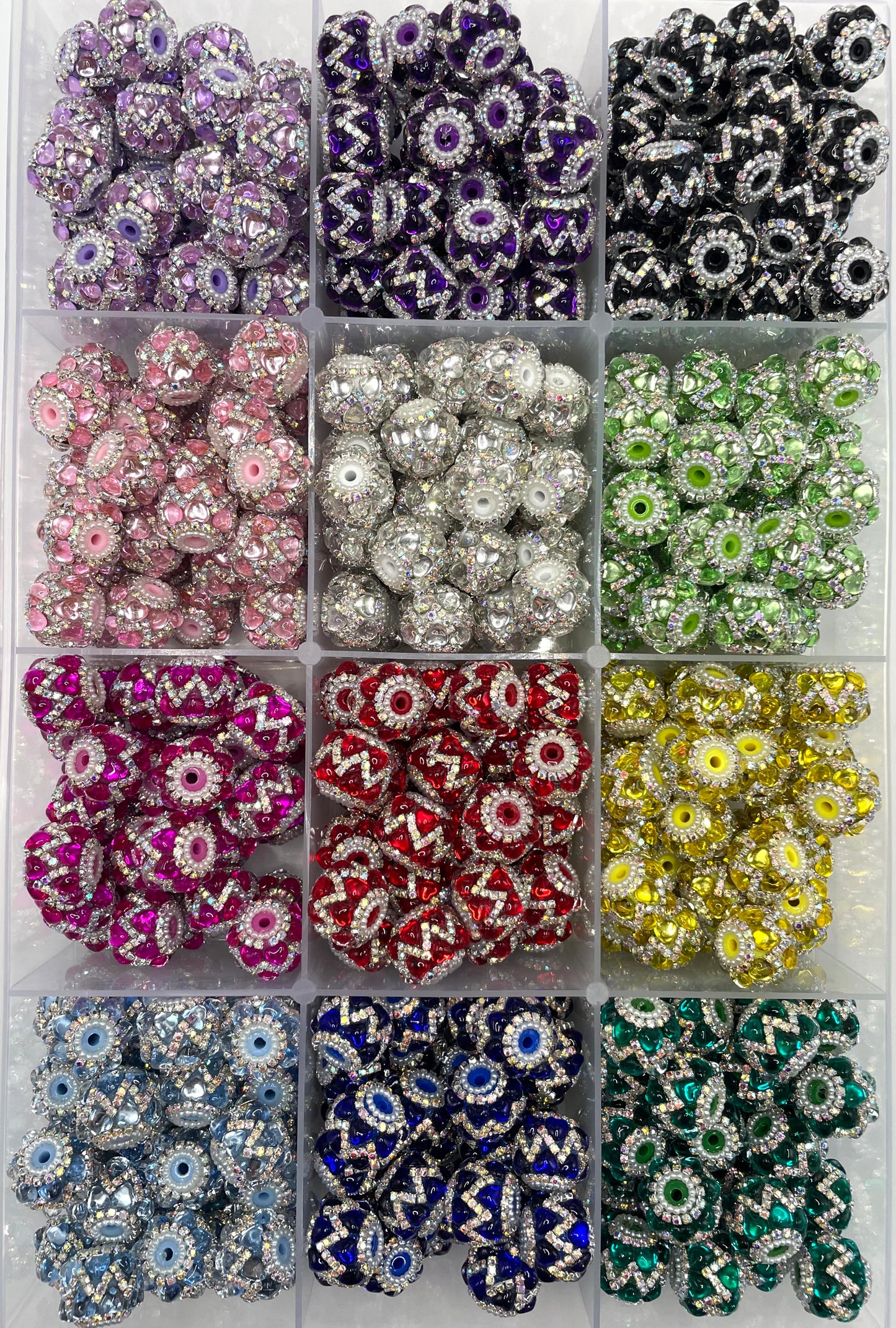 Acrylic heart beads Love and Pearl Gasket Chain Bubble beads Random Mix 21mm