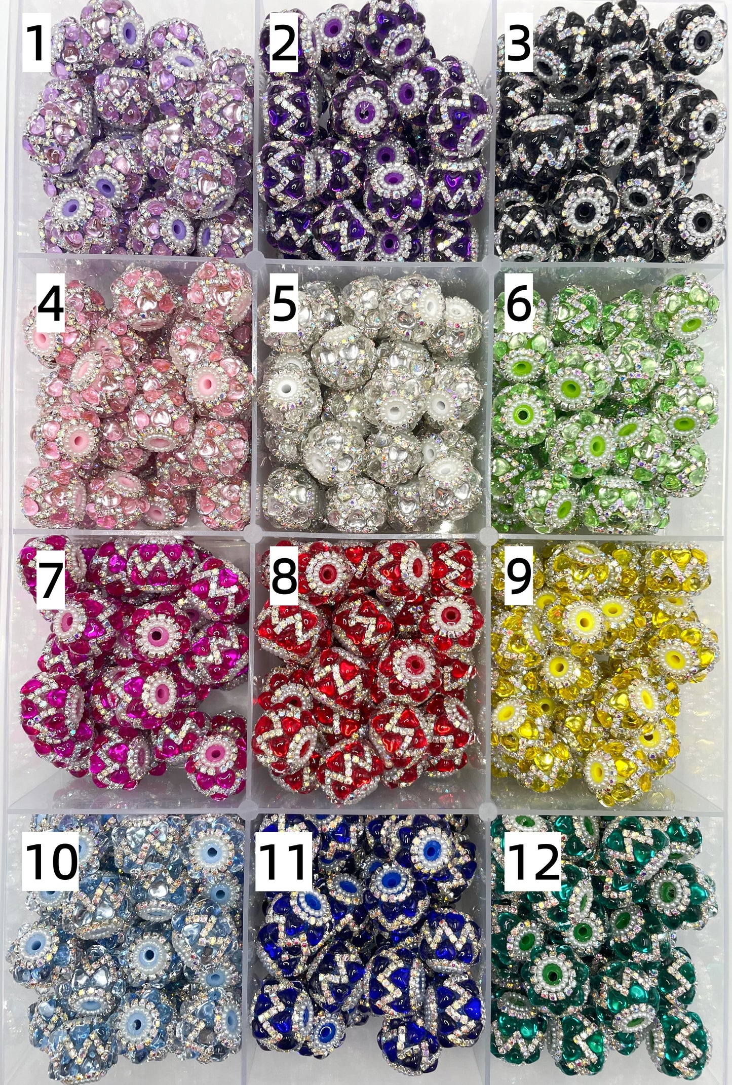 Acrylic heart beads Love and Pearl Gasket Chain Bubble beads Random Mix 21mm