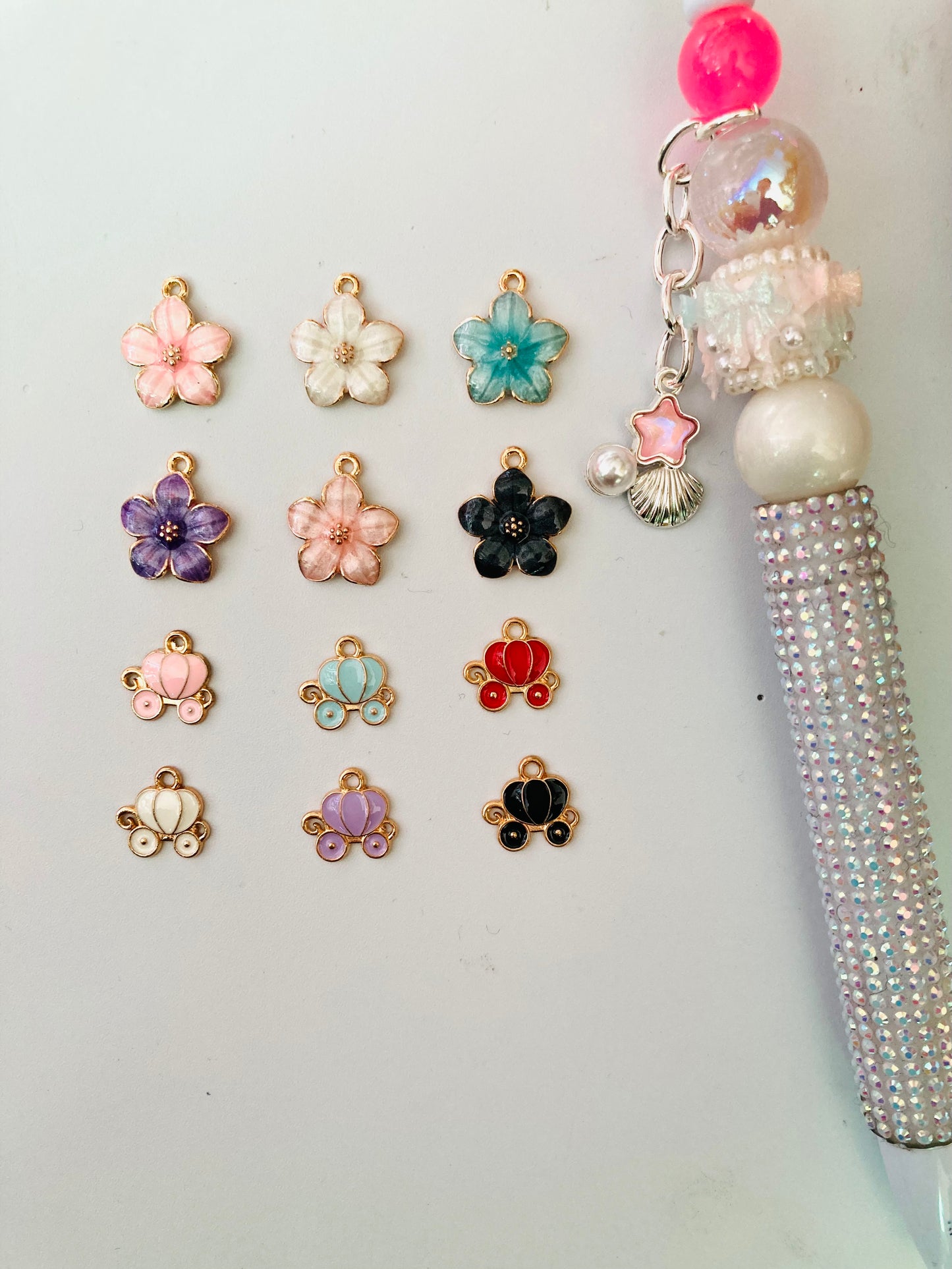 Pendant Floral pendant Metal pumpkin carriage Lily flower DIY decorative pendants