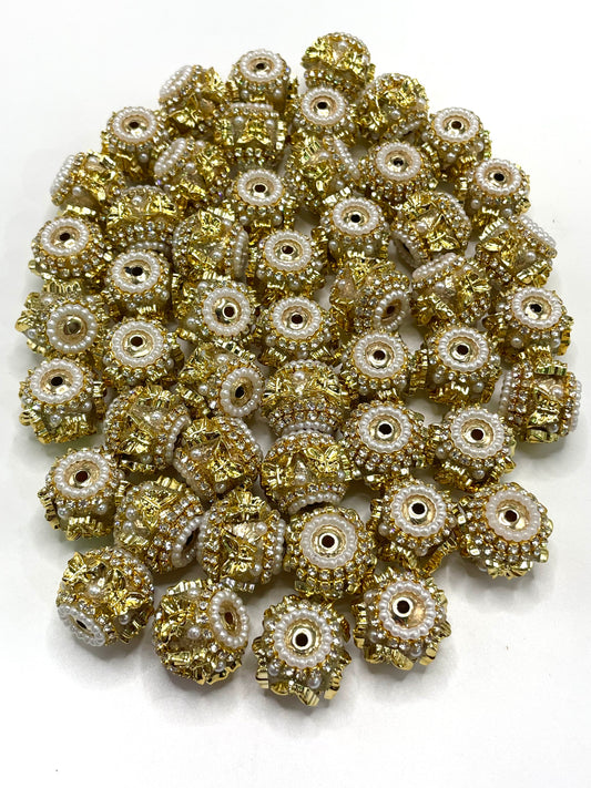 Fancy Beads Golden bow and Golden Butterfly Brown clay beads 18mm Random Mix
