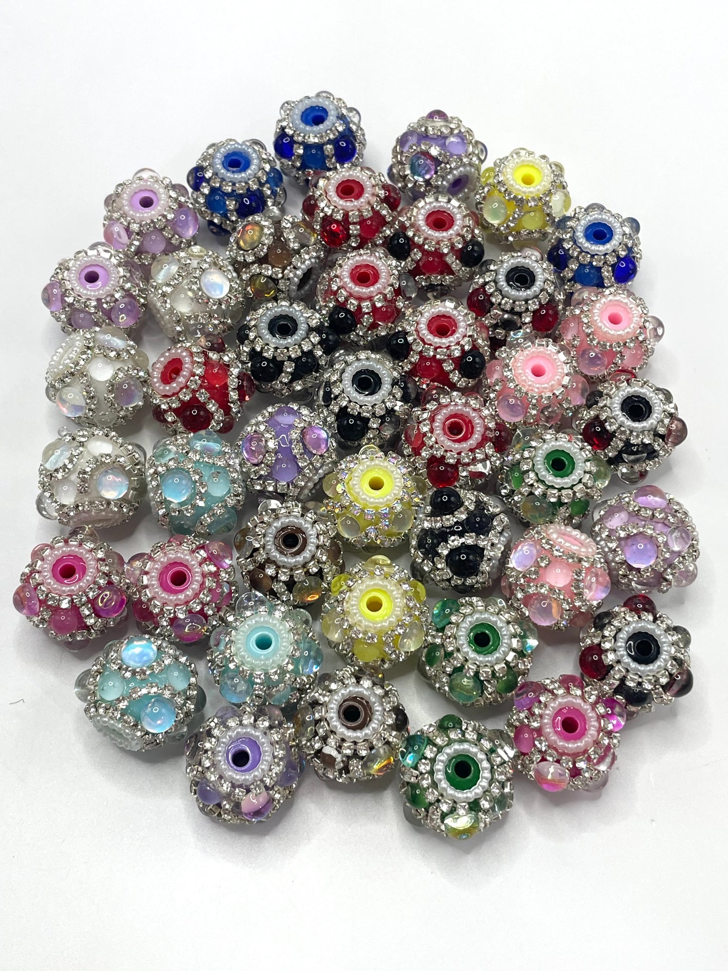 Fancy Beads Bubble beads Rhinestone Chain Pearl gasket Spacers Random Mix 18mm