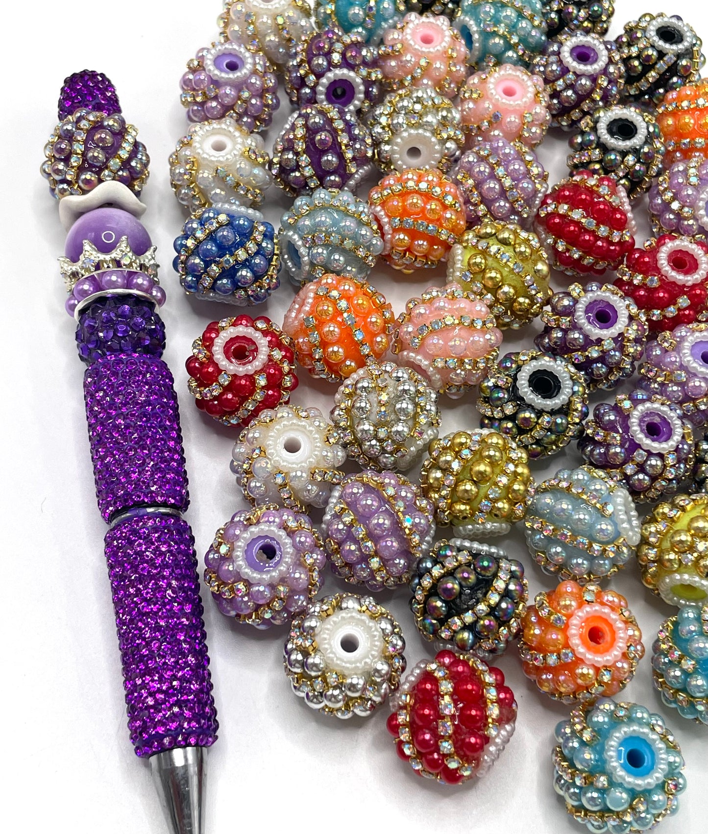 Fancy Beads Pearl bubbles Encircling Rhinestone chain Pearl gasket Acrylic beads 18mm Random Mix