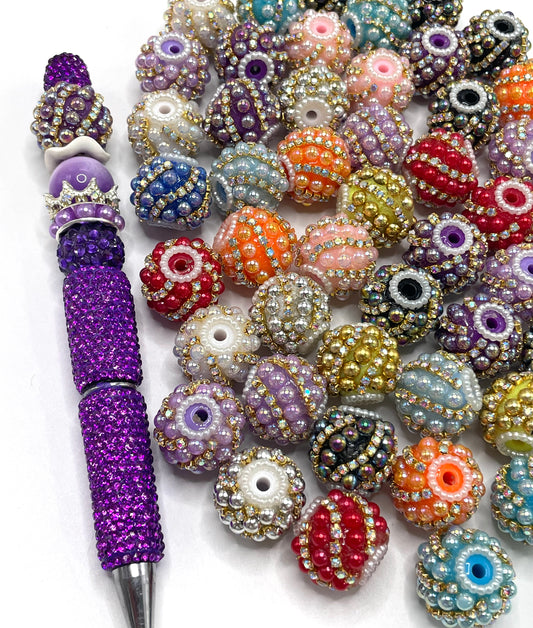 Fancy Beads Pearl bubbles Encircling Rhinestone chain Pearl gasket Acrylic beads 18mm Random Mix