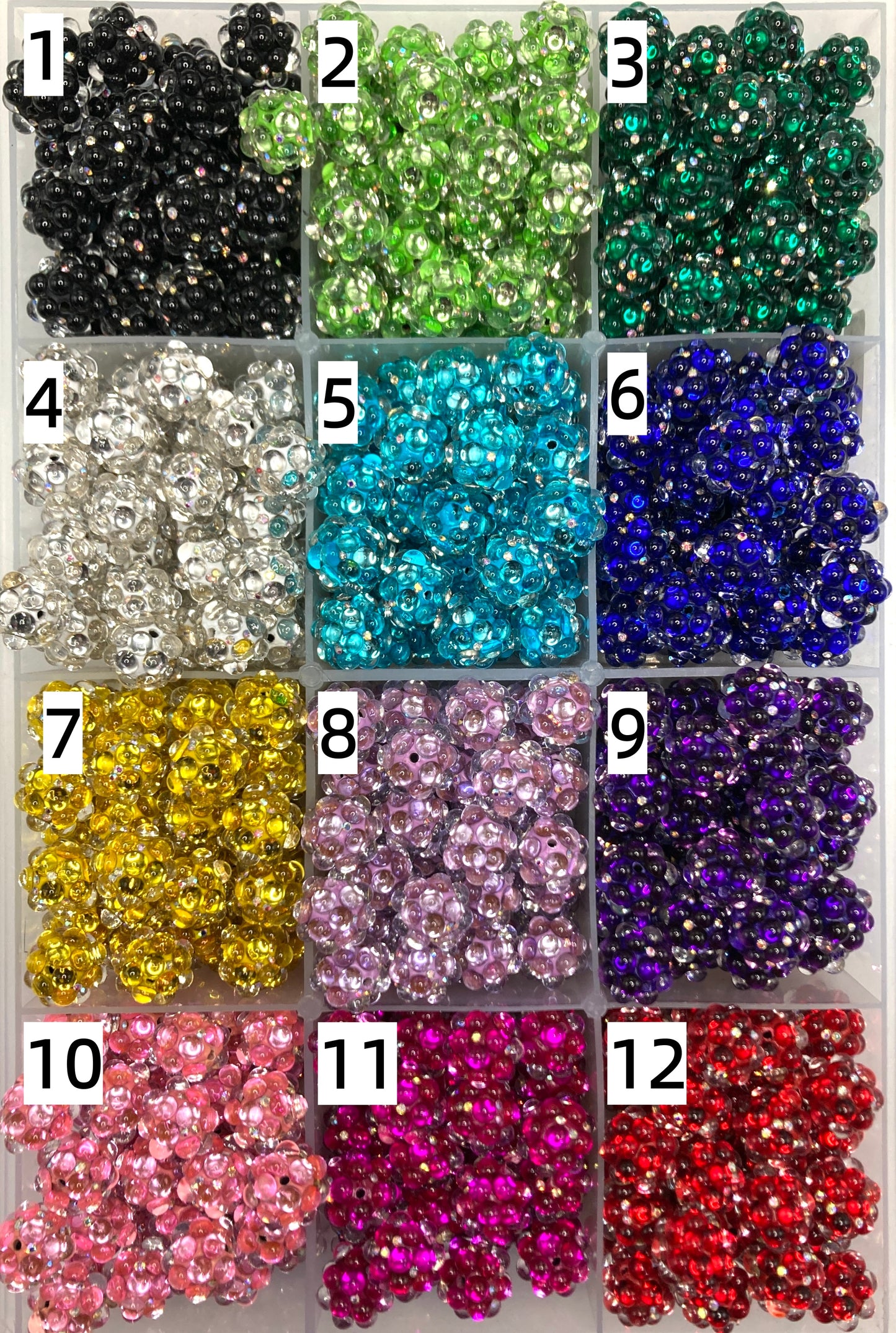 Large bubbles Rhinestone Bubble beads Colored clay beads Random Mix