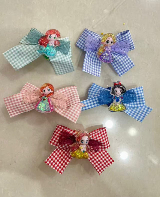 Beaded beadable textile fancy bow bead ornaments with figures character princess and friends