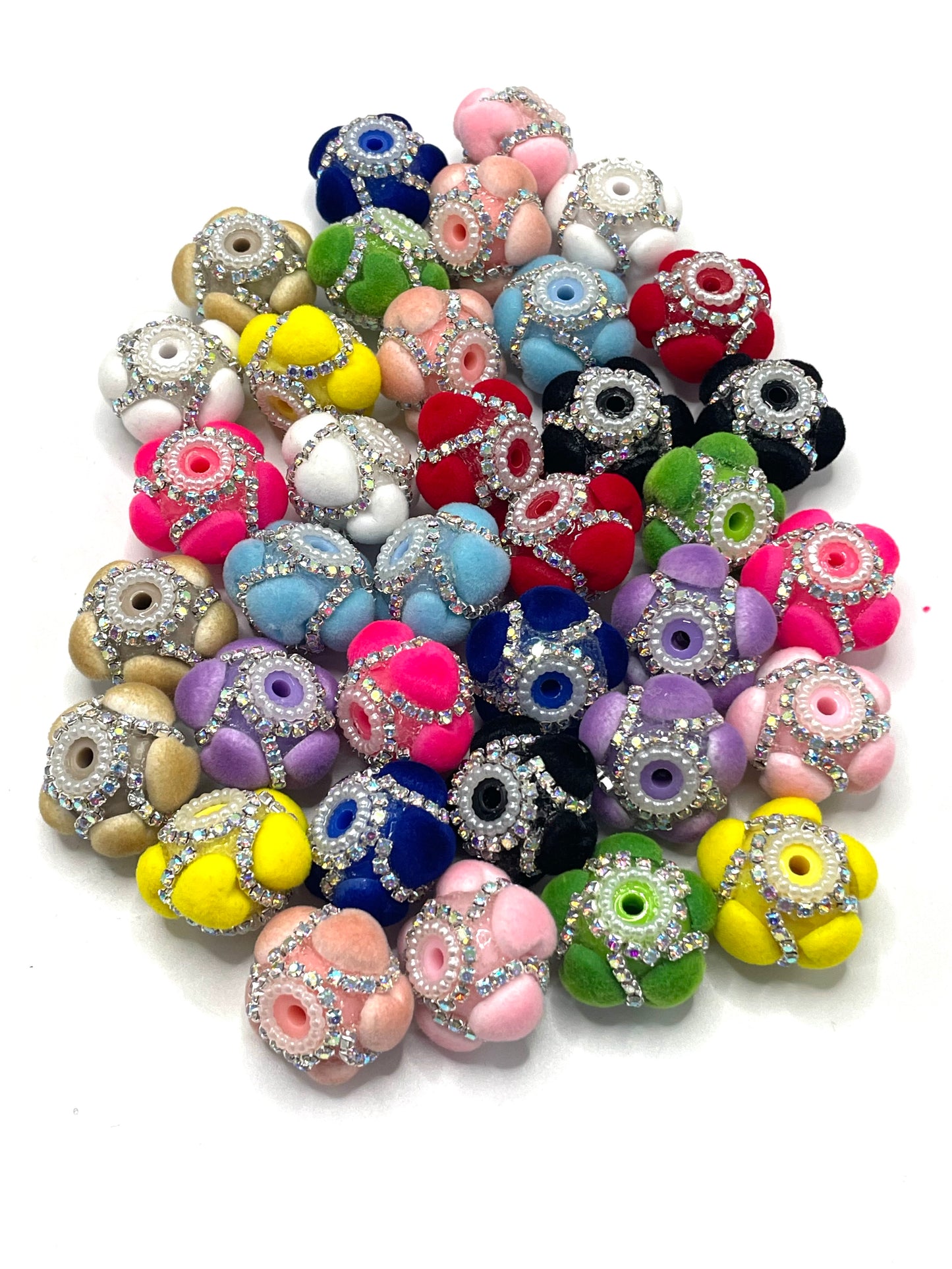 Fancy Beads acrylic Fuzzy Heart Chain beads Pearl gasket Spacers acrylic Random Mix 19mm