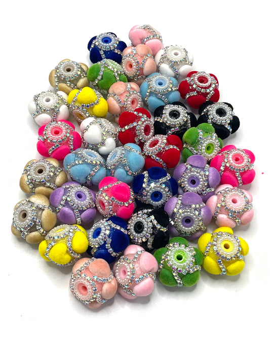 Fancy Beads acrylic Fuzzy Heart Chain beads Pearl gasket Spacers acrylic Random Mix 19mm