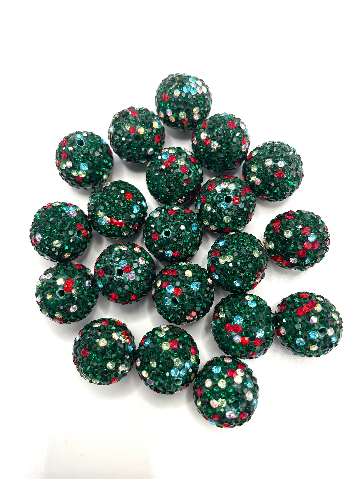 fancy Christmas Clay rhinestone bead  drill ball 16mm Random Mix