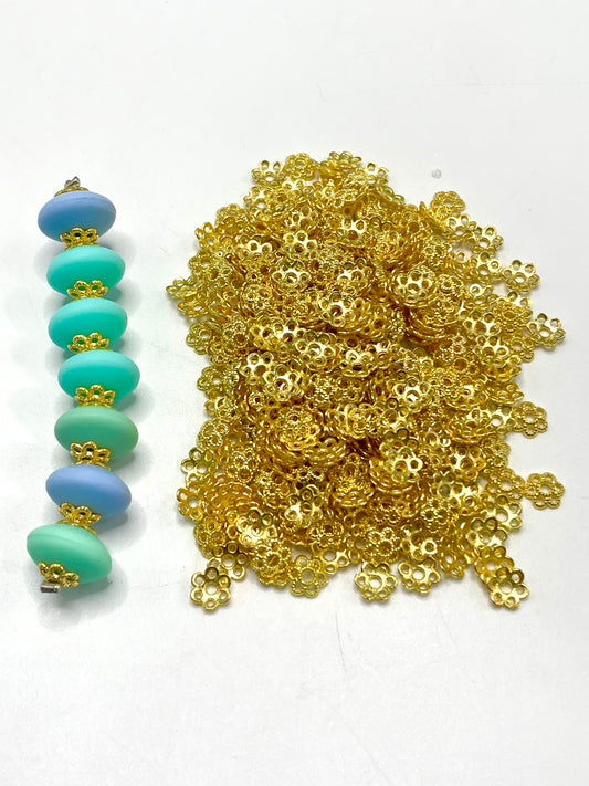 spacer Golden and silver-colored flowers Gasket spacer beads (Can't wear the pen) 5mm