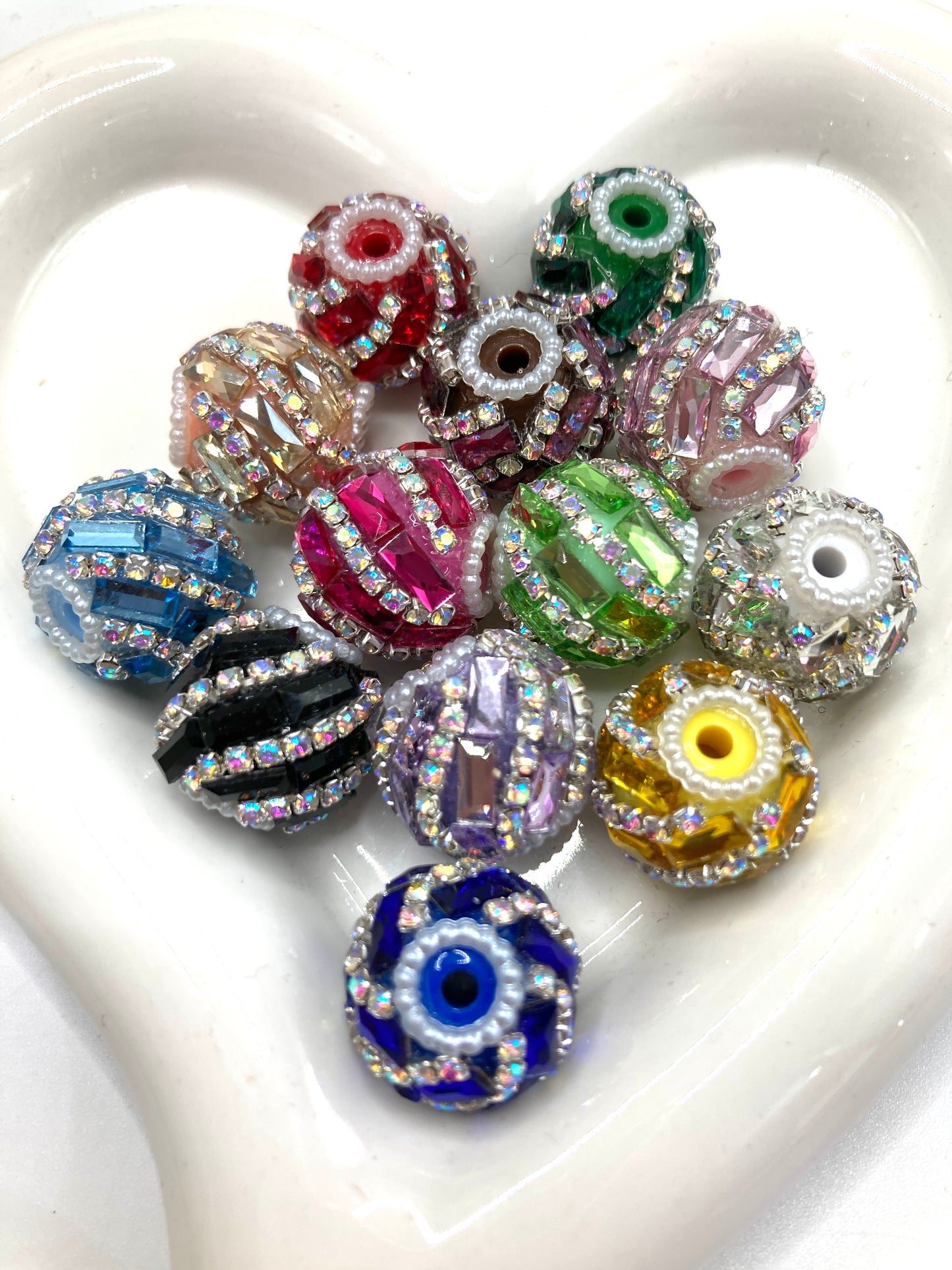 Fancy bead mirror bead with chain fancy bead Random Mix 19mm