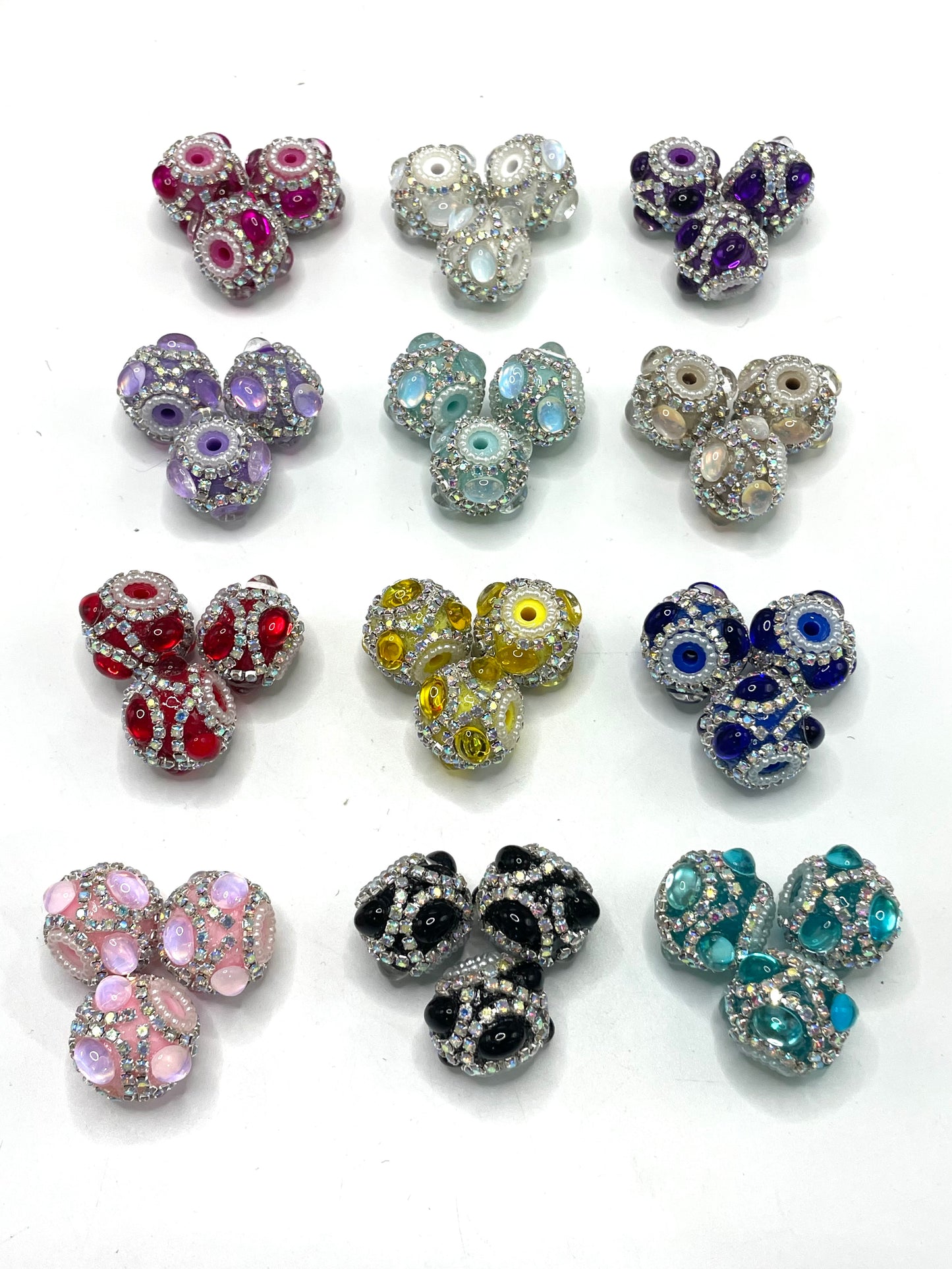 Fancy Beads Circle Mirror Glass Rhinestone Chain Pearl gasket spacer Acrylic beads Random Mix 18mm Random Mix