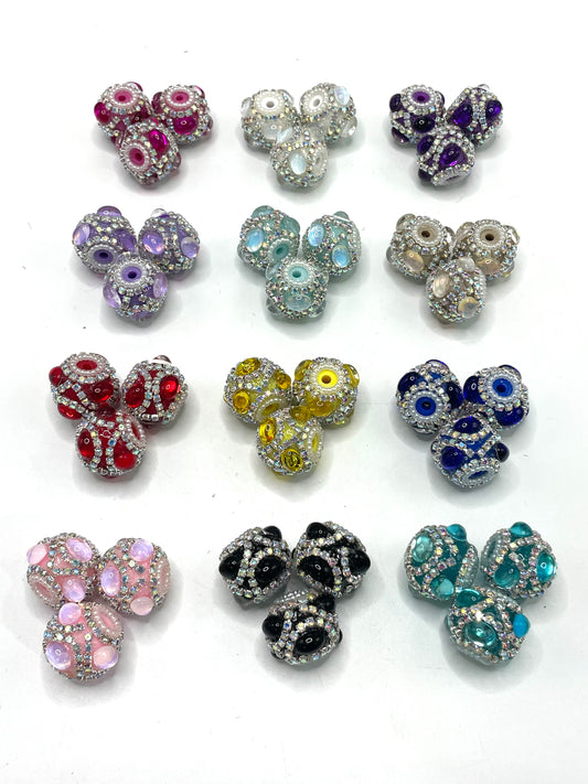 Fancy Beads Circle Mirror Glass Rhinestone Chain Pearl gasket spacer Acrylic beads Random Mix 18mm Random Mix