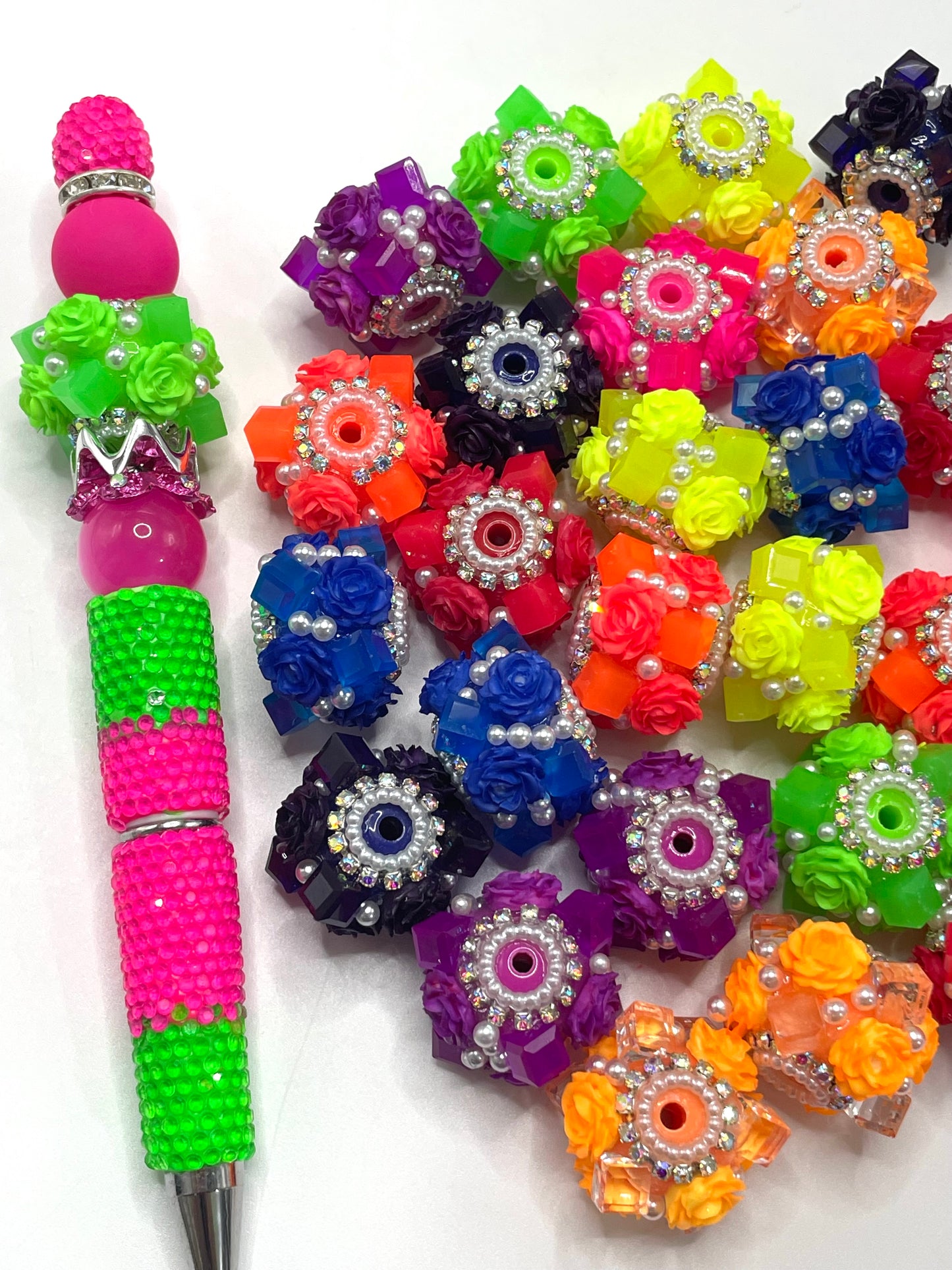 Fancy Beads Ice cubes Acrylic flower beads Colored ice Acrylic flower beads 20mm Random Mix
