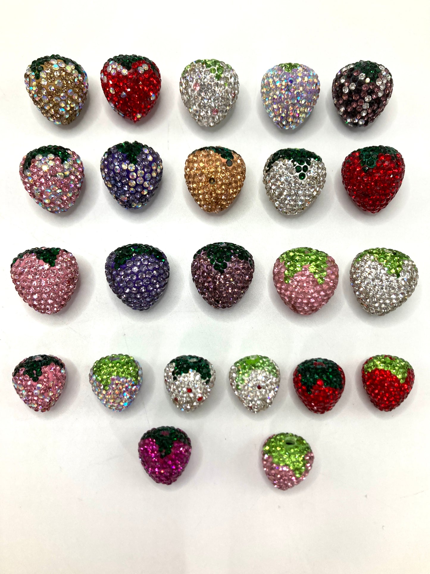 Strawberry Clay Beads  And  Rhinestones,Random Mix,16mm by 20mm